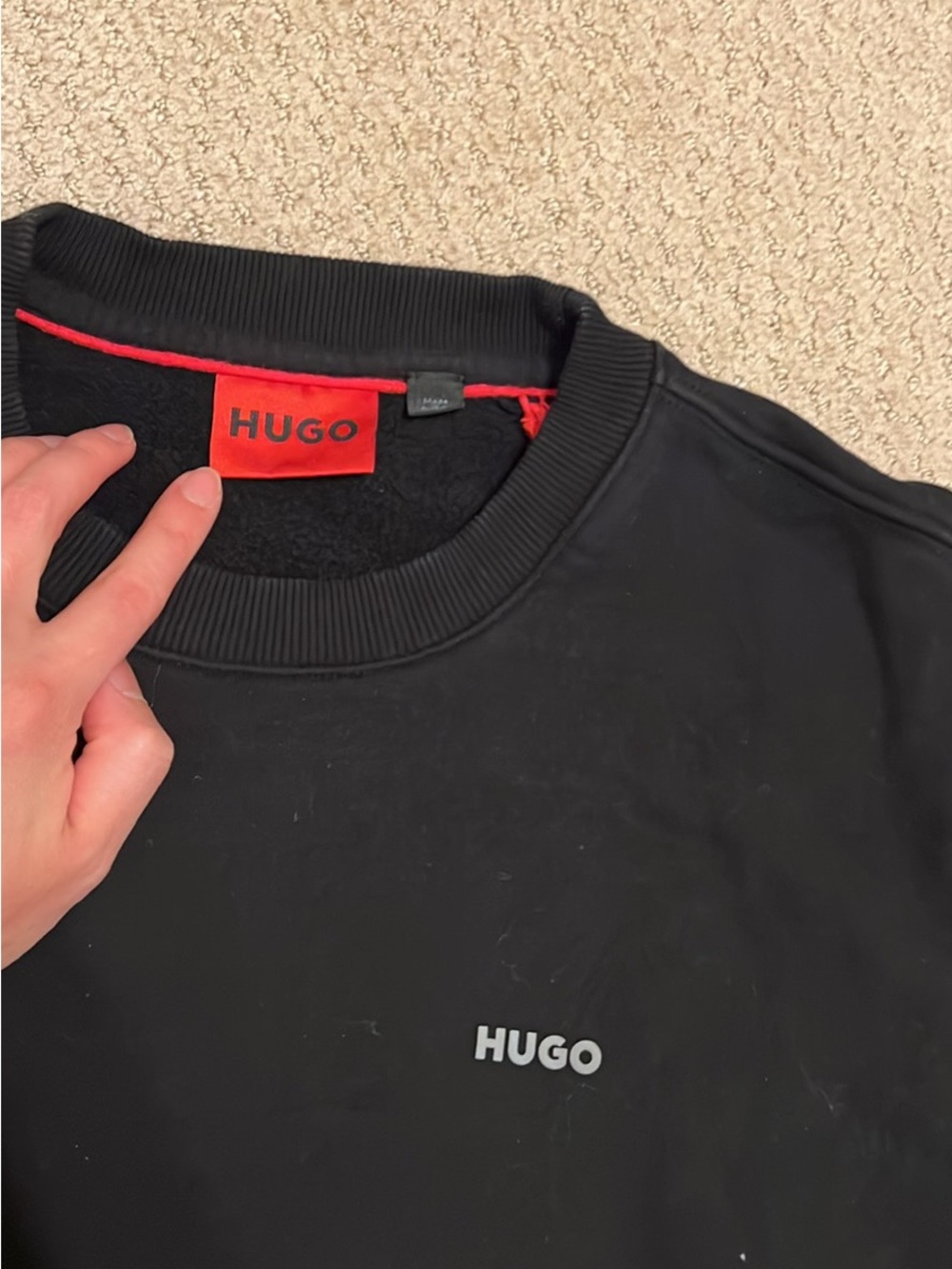 HUGO Boss Men's Black Crewneck Sweater | Size M - Picture 2 of 8